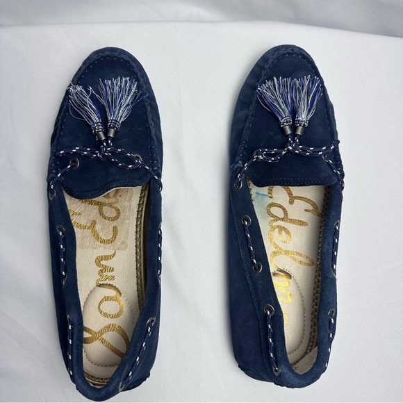 Sam Edelman Women's Jaden Dark Blue Suede Leather Tassel Flats Moccasins sz 10 - Picture 6 of 10